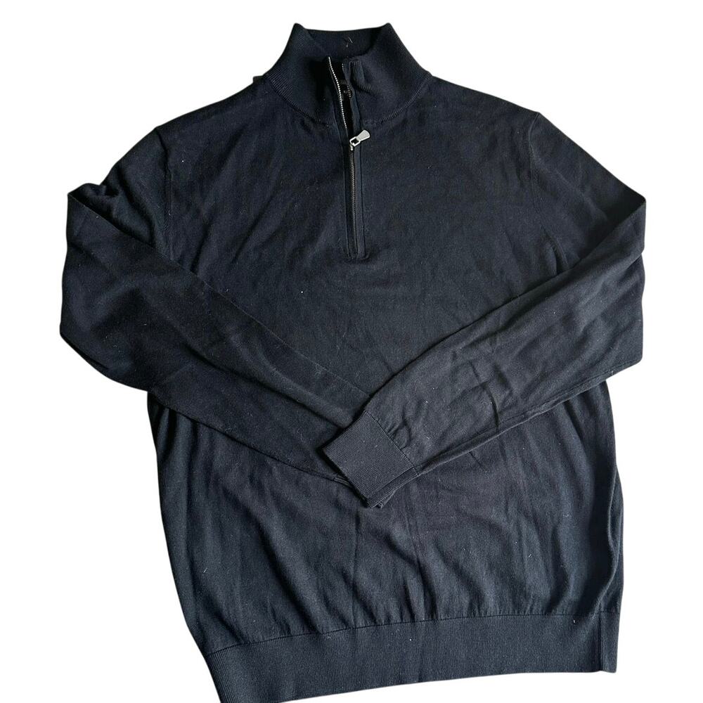 KINROSS Men's QTR Zip Mock with Milano Trim Size M In Black/Graphite